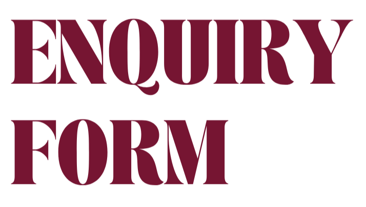 Text reading 'Enquiry Form' in large dark red letters on a white background.