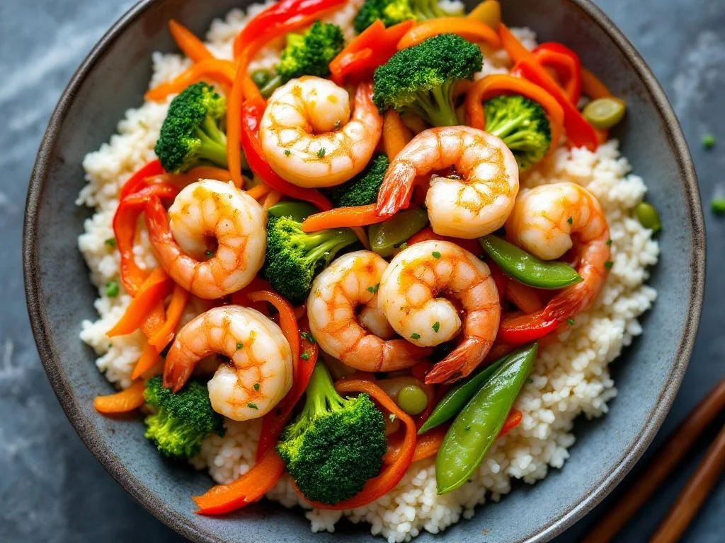 Shrimp and Veggie Stir-Fry with Cauliflower Rice