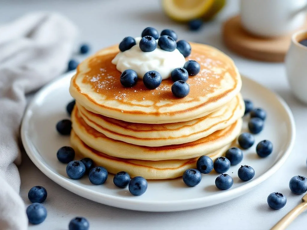 Protein Pancakes With Blueberries & Yoghurt