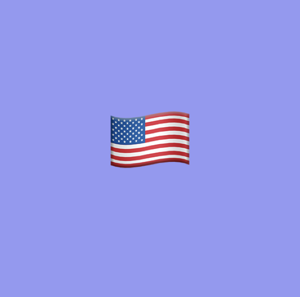 Small American flag waving on a blue background.