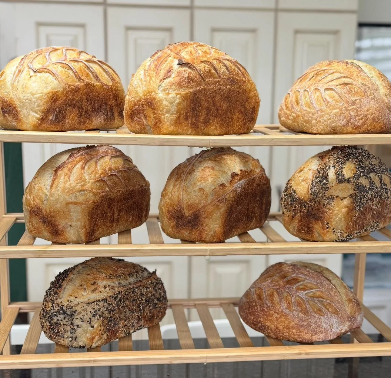 Assorted baked bread from local bakers.