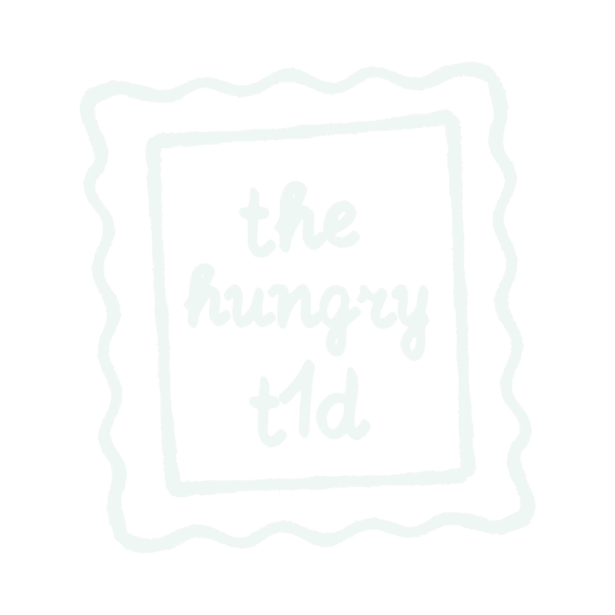 A decorative sign with wavy borders and handwritten-style text that reads 'the hungry t1d' on a black background.