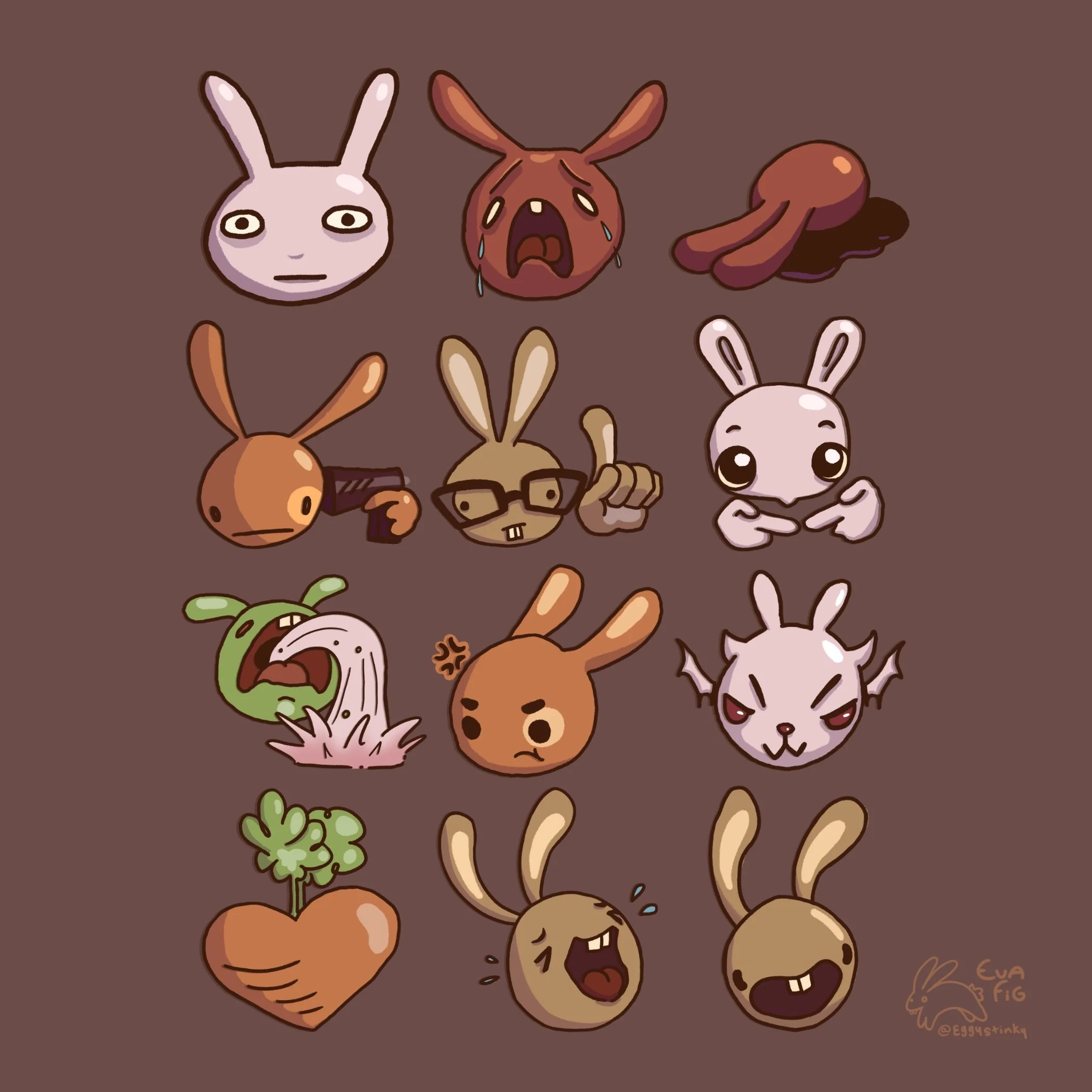 "Uncomfy Rabbits"
Twitch.com and Messenger emojis