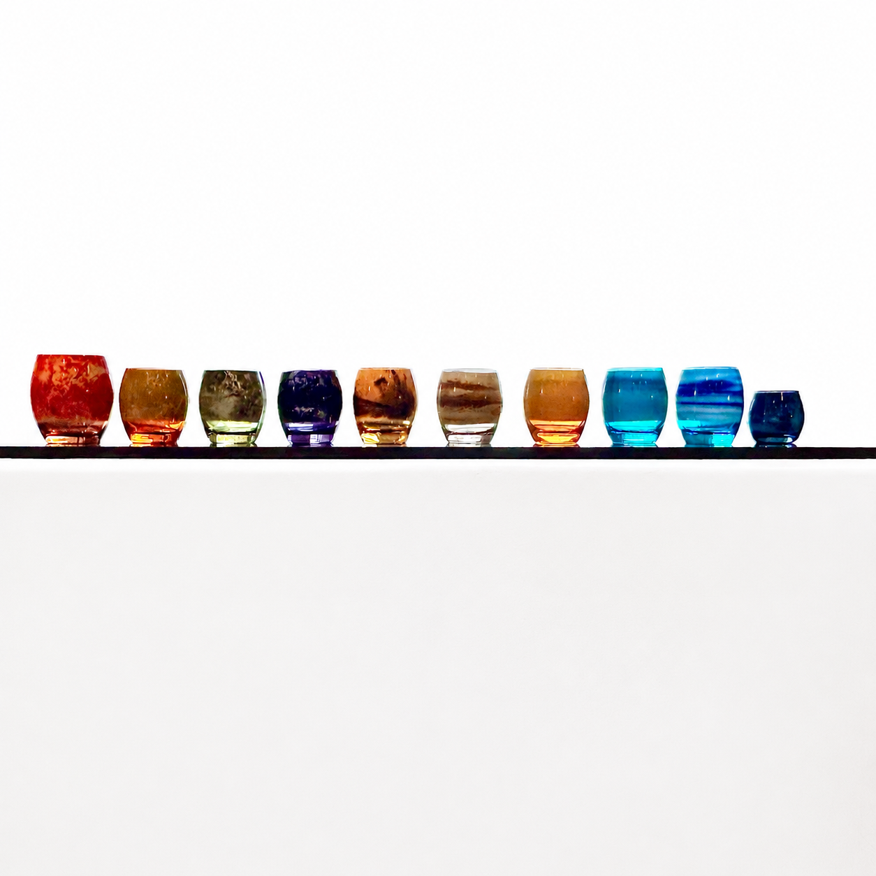 Art Glass Planet Tumbler Set, Sculptural Celestial Sphere Forms
