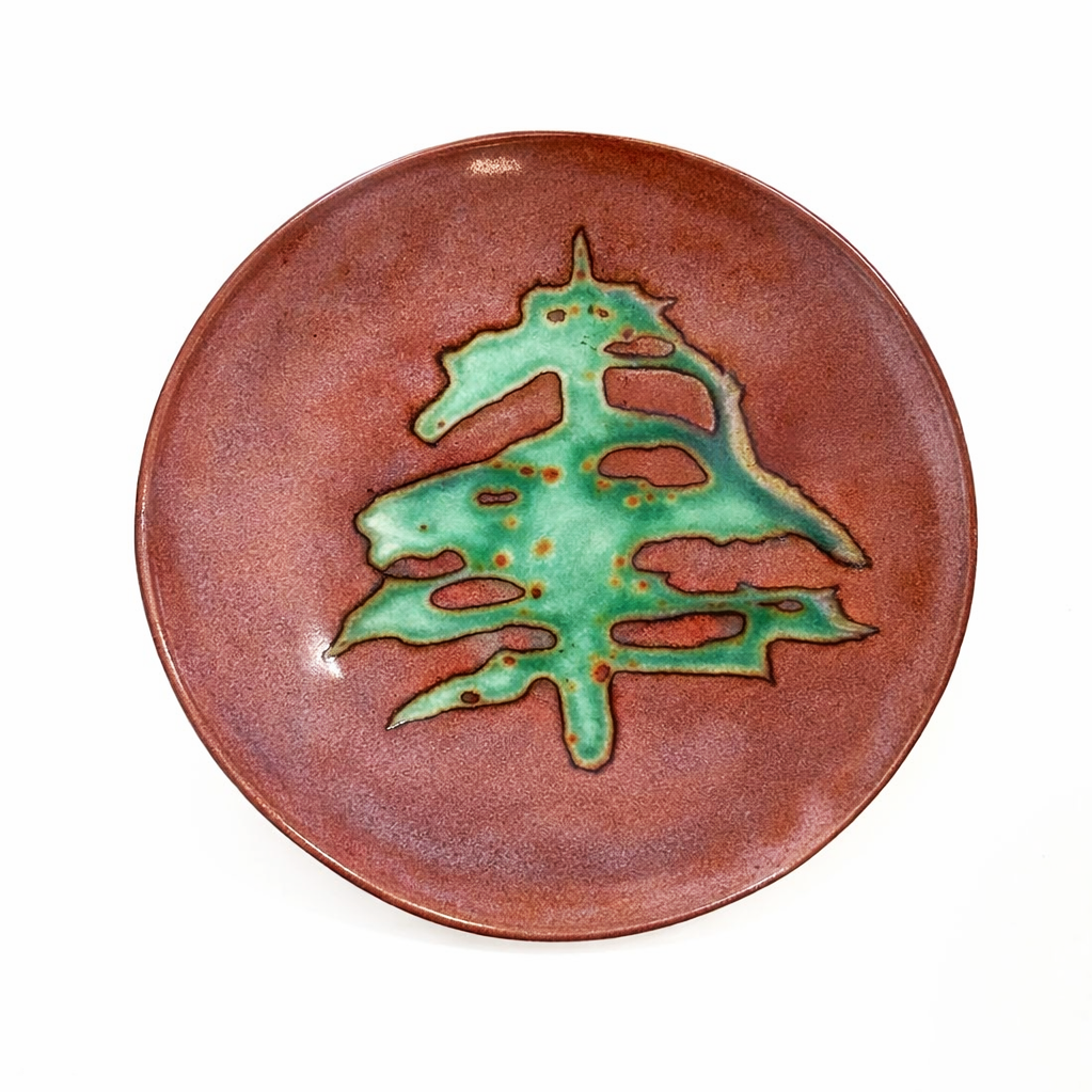 Mid-Century Studio Pottery Plate w/ Abstract Tree Motif