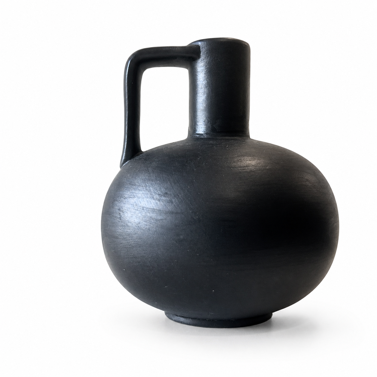 Austrian Art Deco Terracotta Vase, Matte Black Sgraffito Form, c. 1930