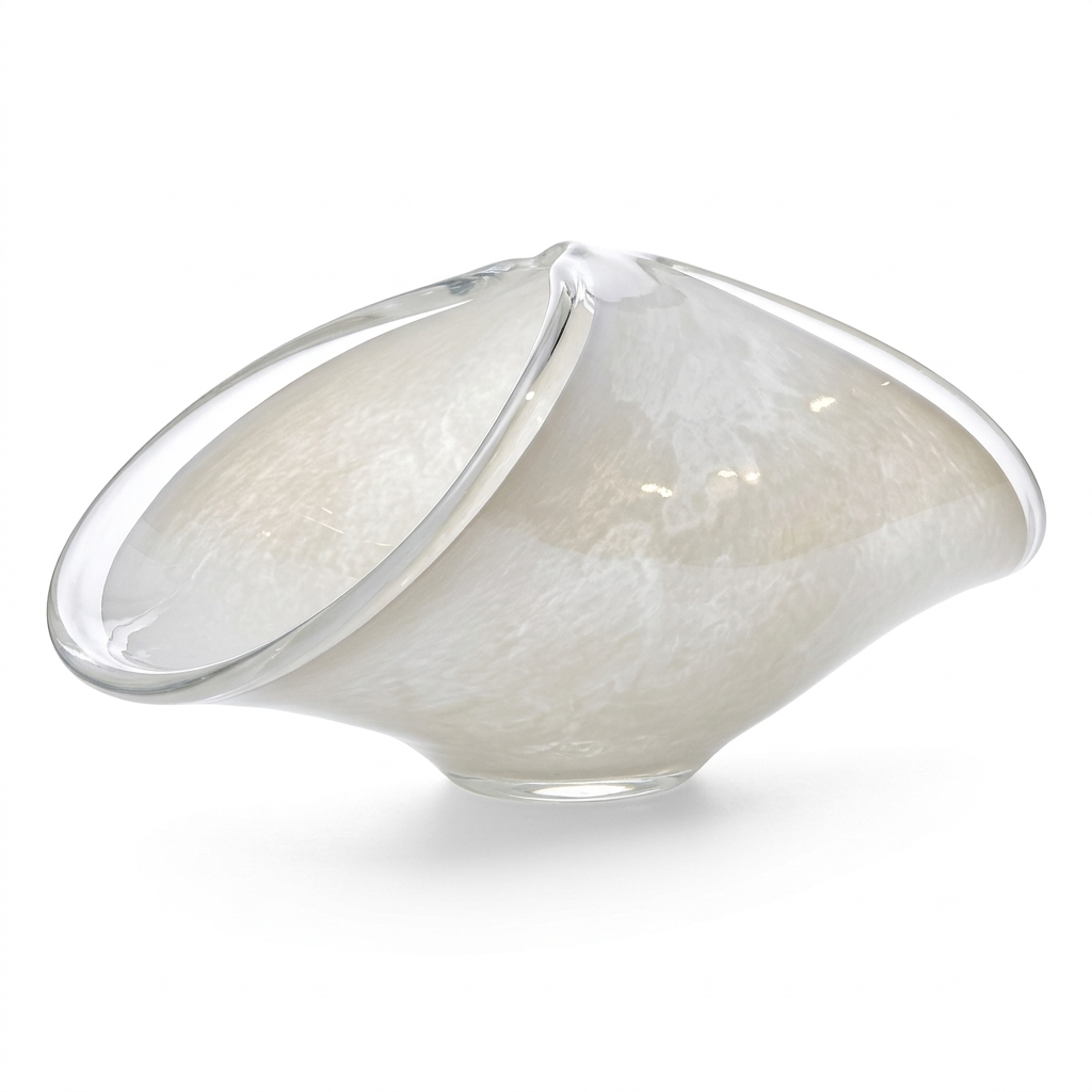 Italian Murano Sommerso Glass Centerpiece Bowl, Sculptural Asymmetrical Form