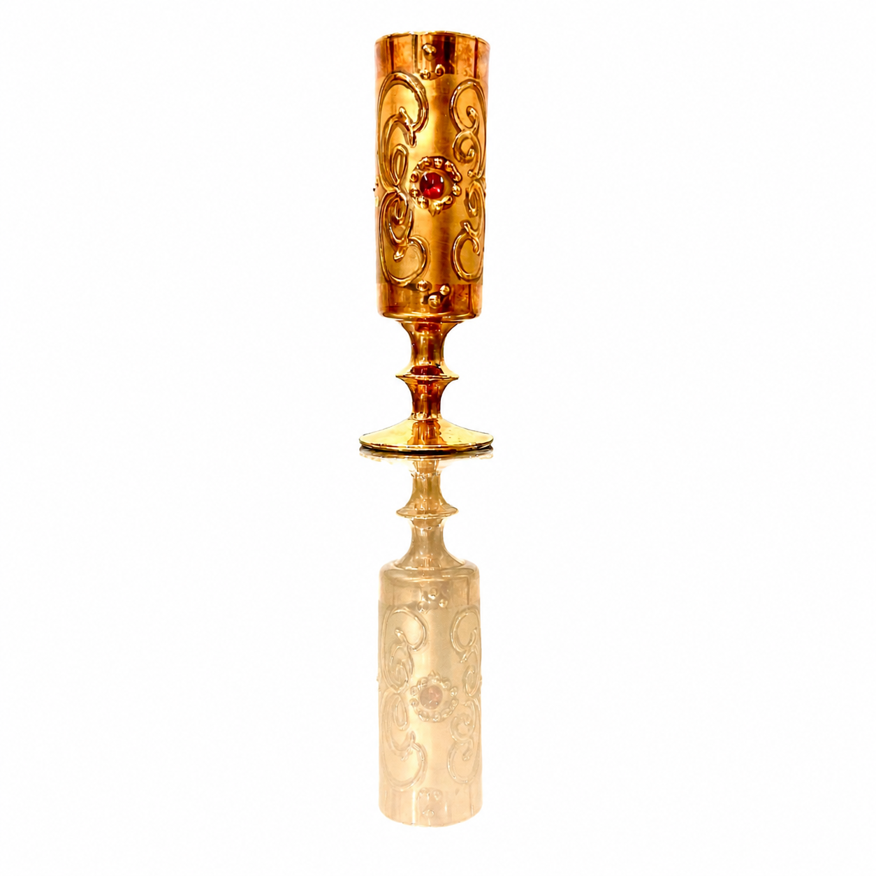 Italian Murano Gilt Glass Vase, Jeweled Venetian Liqueur Form