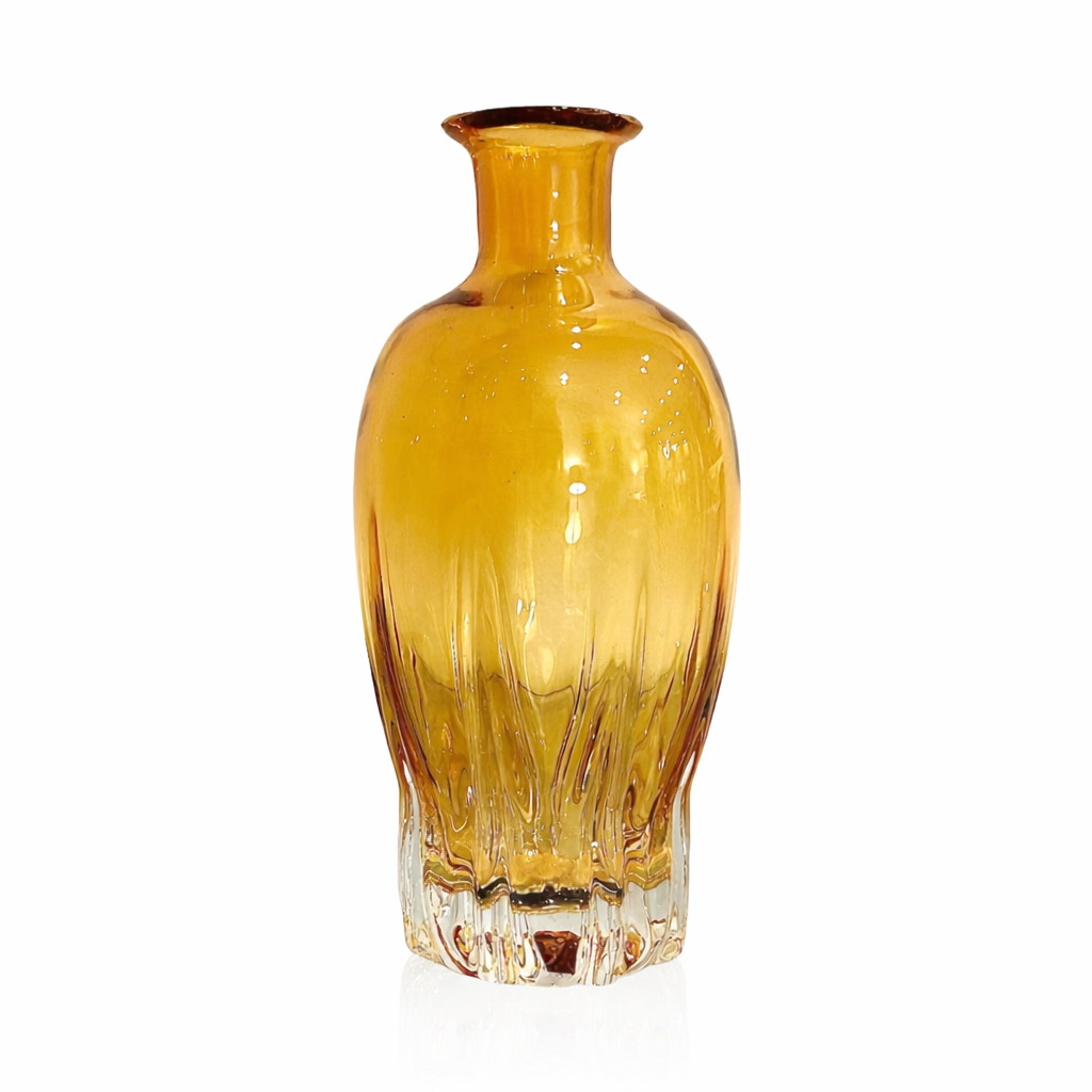 Amber Pressed Glass Bottle, Bohemian c.1845