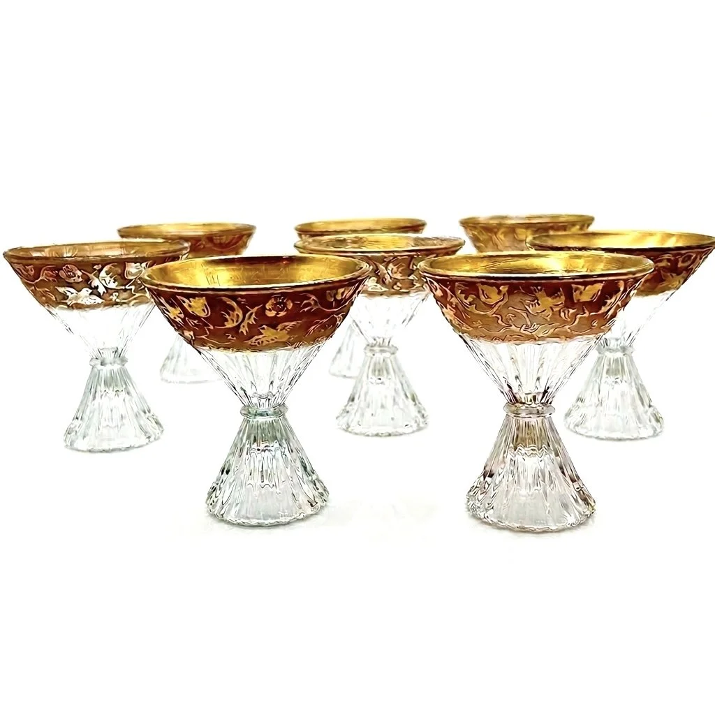 Paden City "Spring Orchard" Gold-Encrusted Art Deco Stemware