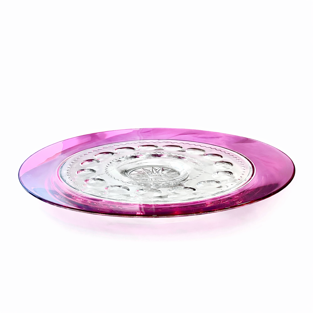 Venetian Pink Cased Crystal Underplate, Italy c.1965