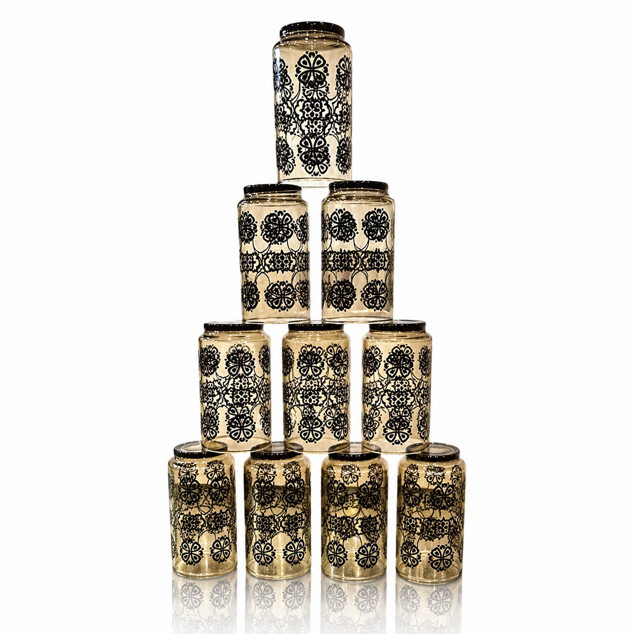 1960s Libbey Black Amethyst Glass Highball Glasses | Floral Relief.png