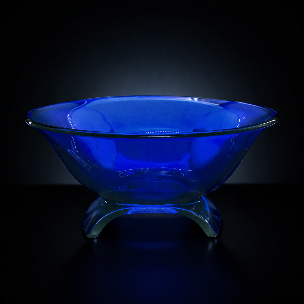 Italian Amethyst Art Glass Bowl, Sculptural Elevated Claw Base Form