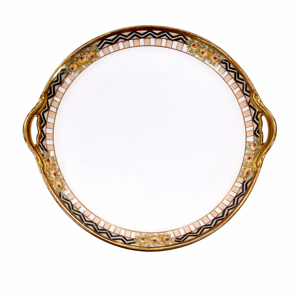 Antique RC Nippon Hand-Painted Gilt Handled Dish