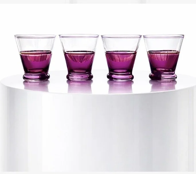 French Art Deco Ruby Glass Cordial Set, Gold Leaf Gilt Banding