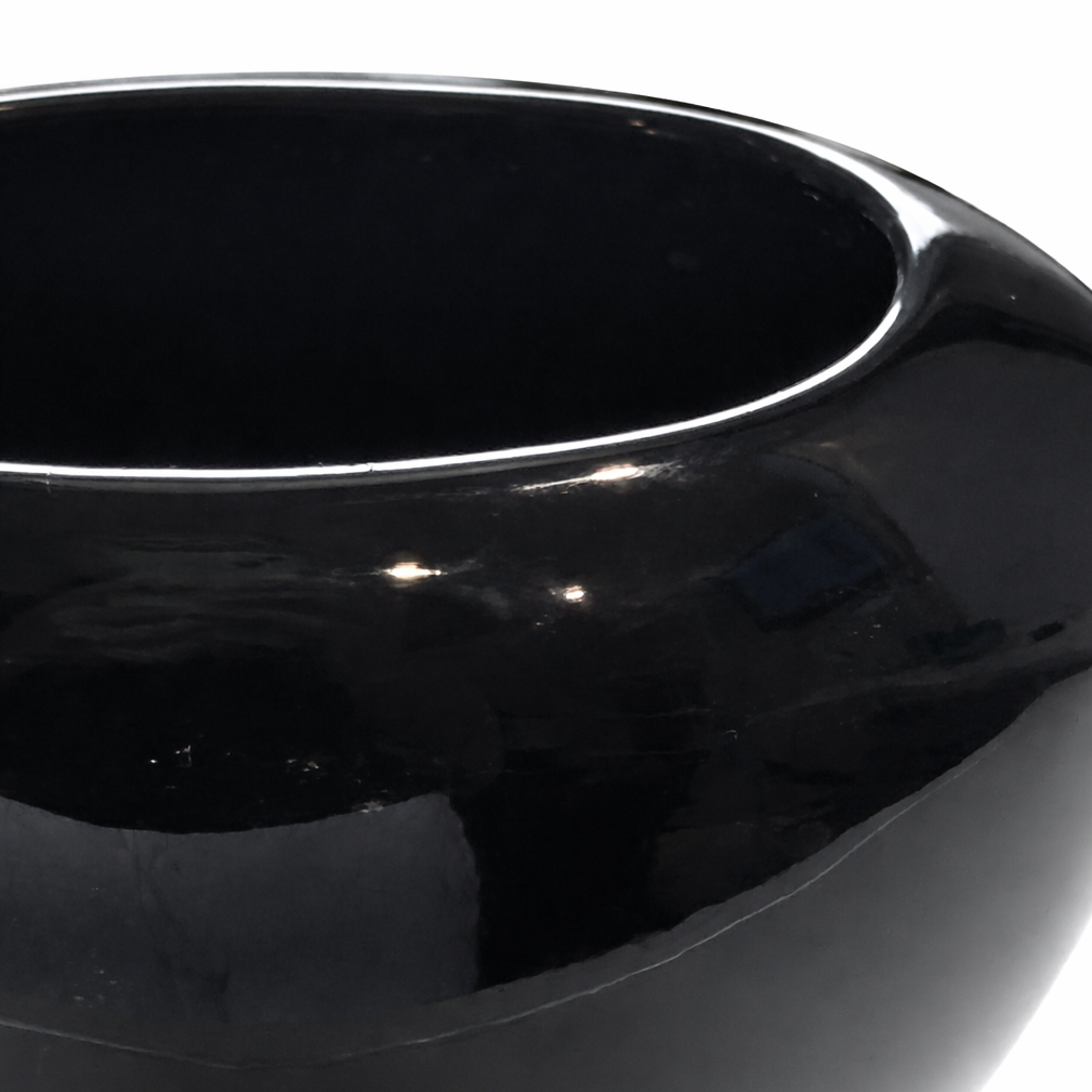 Midnight Glaze Ovoid, Sculptural Ikebana Form, Japan, Artist Signed