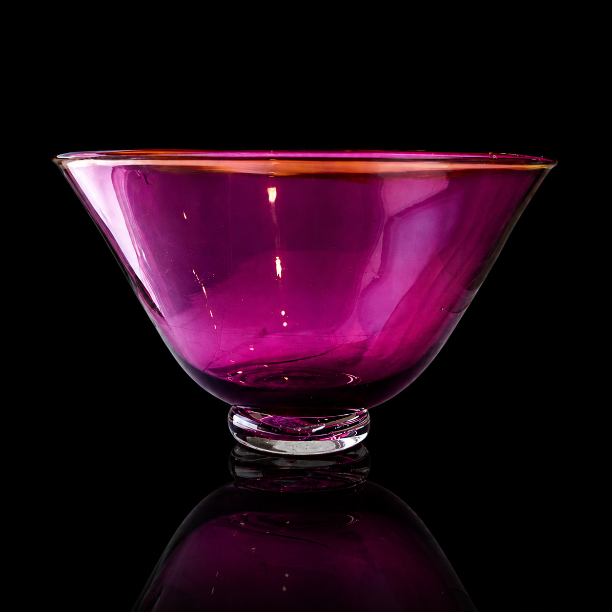 Important 1969 Finnish Modernist Studio Glass Vessel | Signed "S. Kiitos" | Cranberry & Amber Bullicante