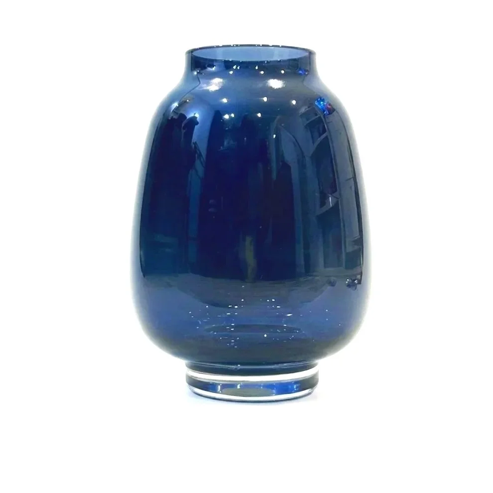 Polish Cobalt Blue Art Glass Vase, Sculptural Cased Form