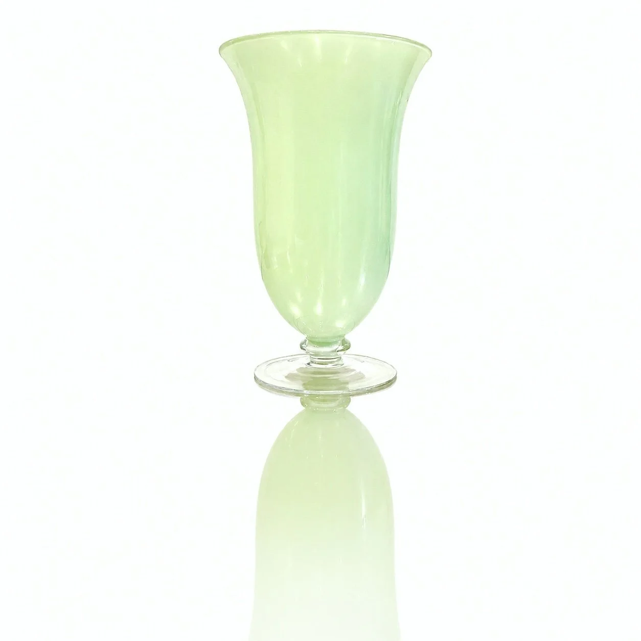 Scandinavian Modern Cased Glass Pedestal Vase, Thin-Walled Trumpet Form