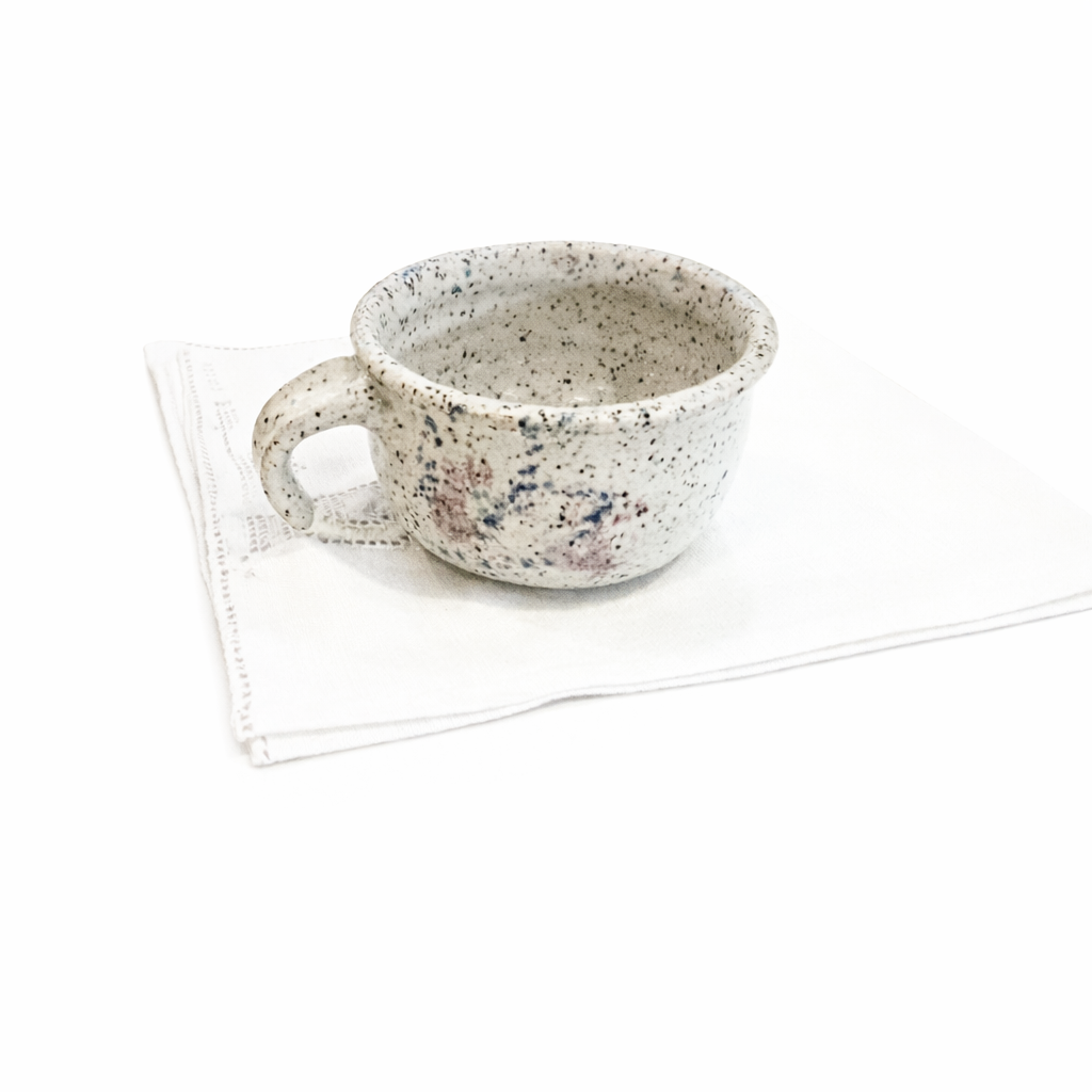 Signed Studio Pottery Espresso Cup, Speckled Glaze