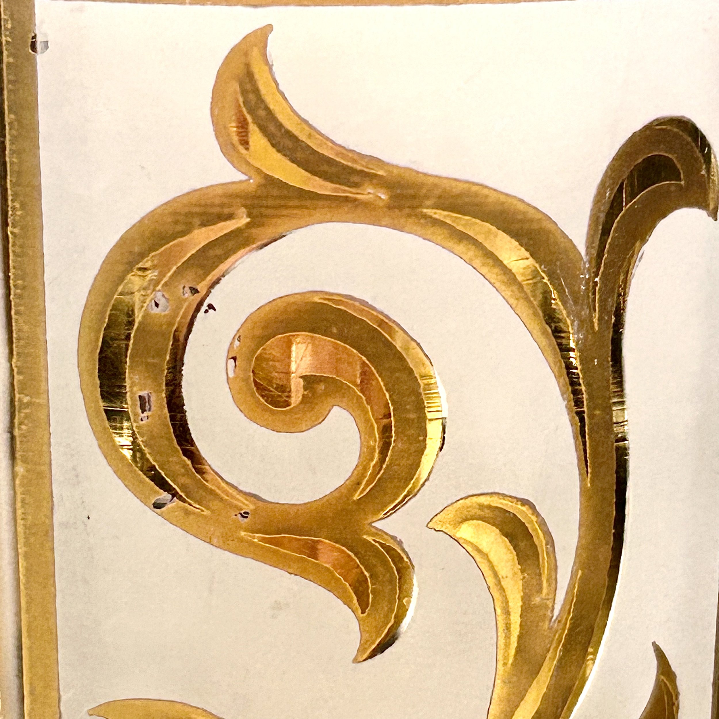 American Libbey Gilt Decorated Highball Glasses, Mid-Century Modern Scroll Panel Design.jpg