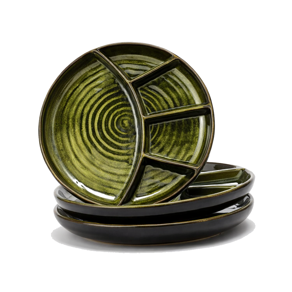 Service for 3 Canadian Mid-Century Green Fondue Plates
