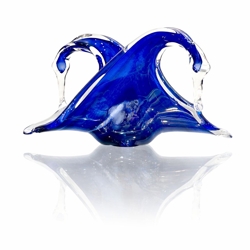 Mid-Century Murano Cobalt & Clear Pulled Art Glass Sculpture, 1960s