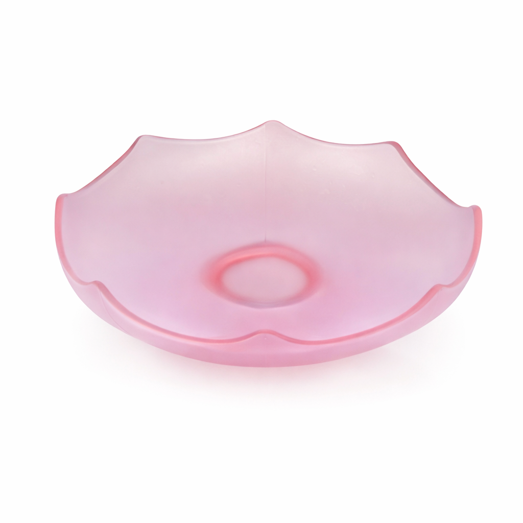 Mid-Century Cased Satin Glass Pedestal Comport in Coral Blush
