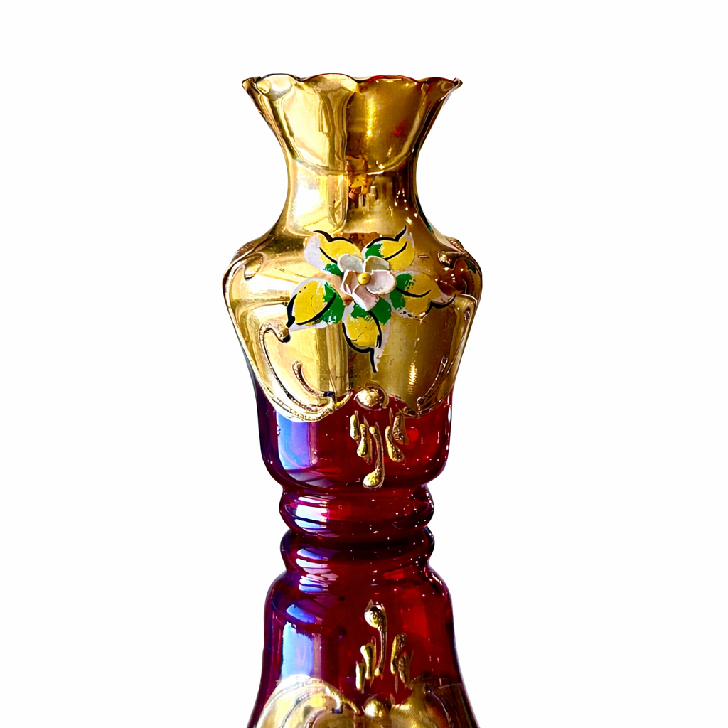 Bohemian Gilt & Ruby Miniature Vase, Mid-20th Century