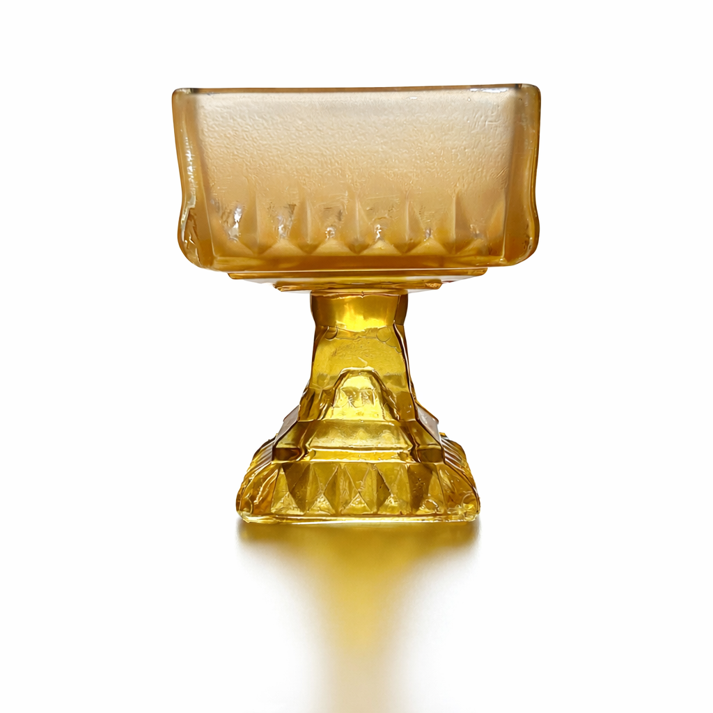 Art Deco Amber Pressed Glass Pedestal Compote, c.1930