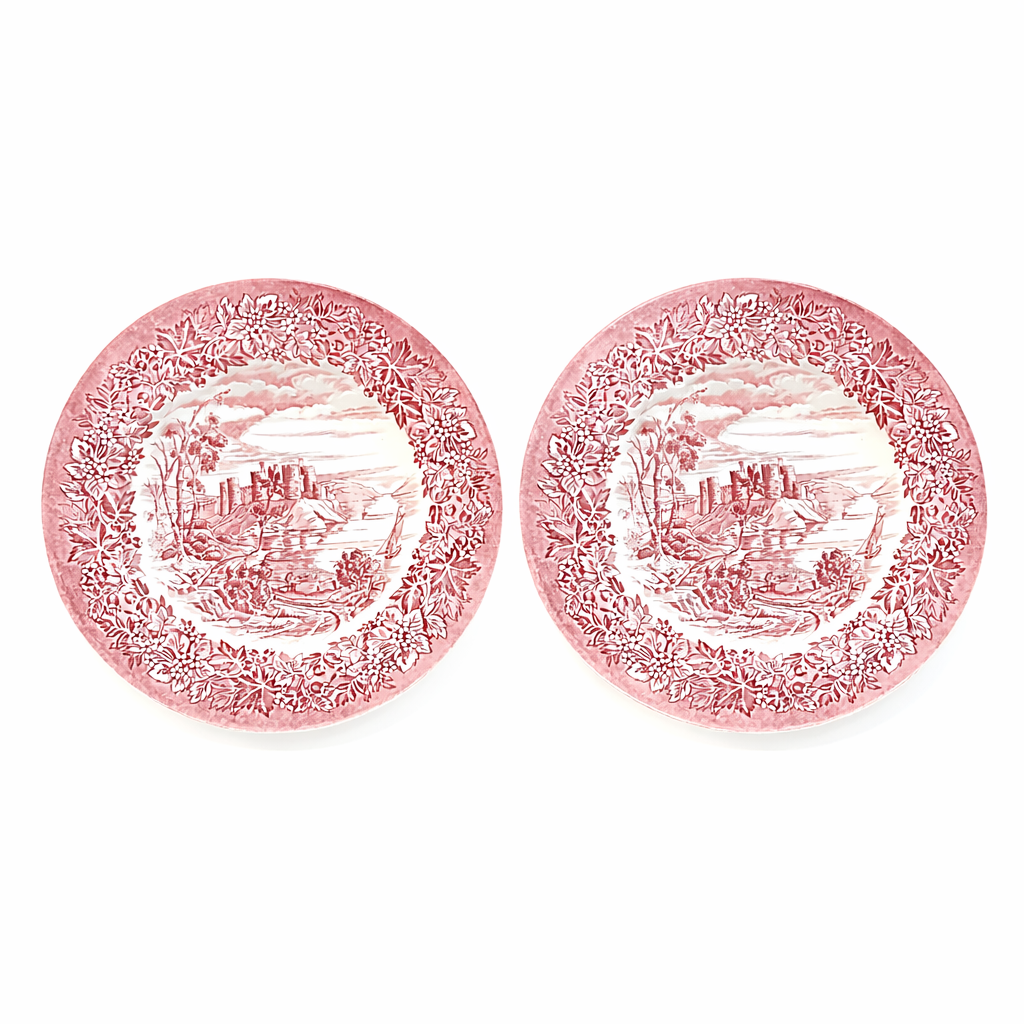 Johnson Brothers Victorian Pink Transferware Plates, Service for Two