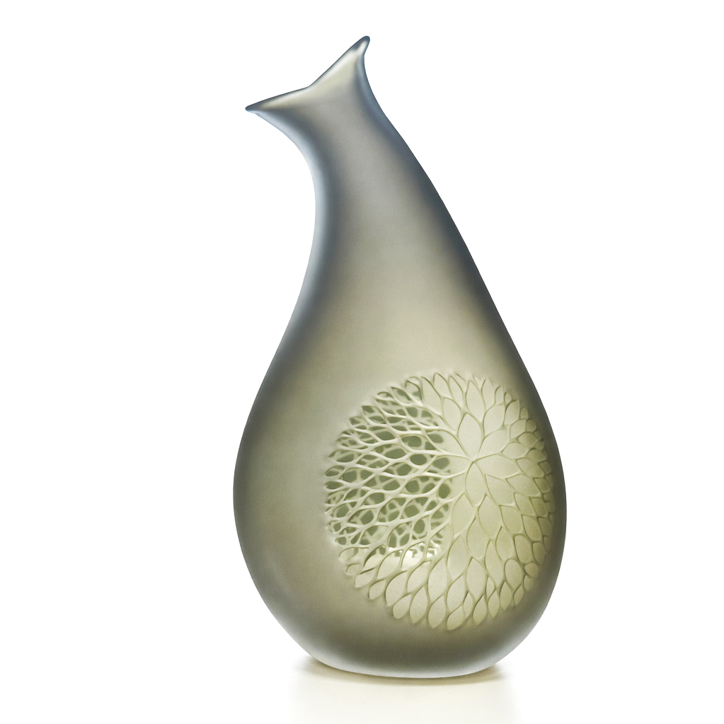 June Pham Signed Fish-Form Cameo Glass Vase, 13"