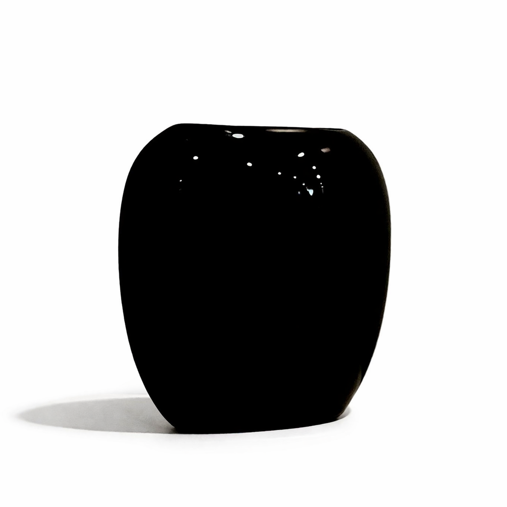 Midnight Glaze Ovoid, Ikebana Form, Japan, Artist Signed