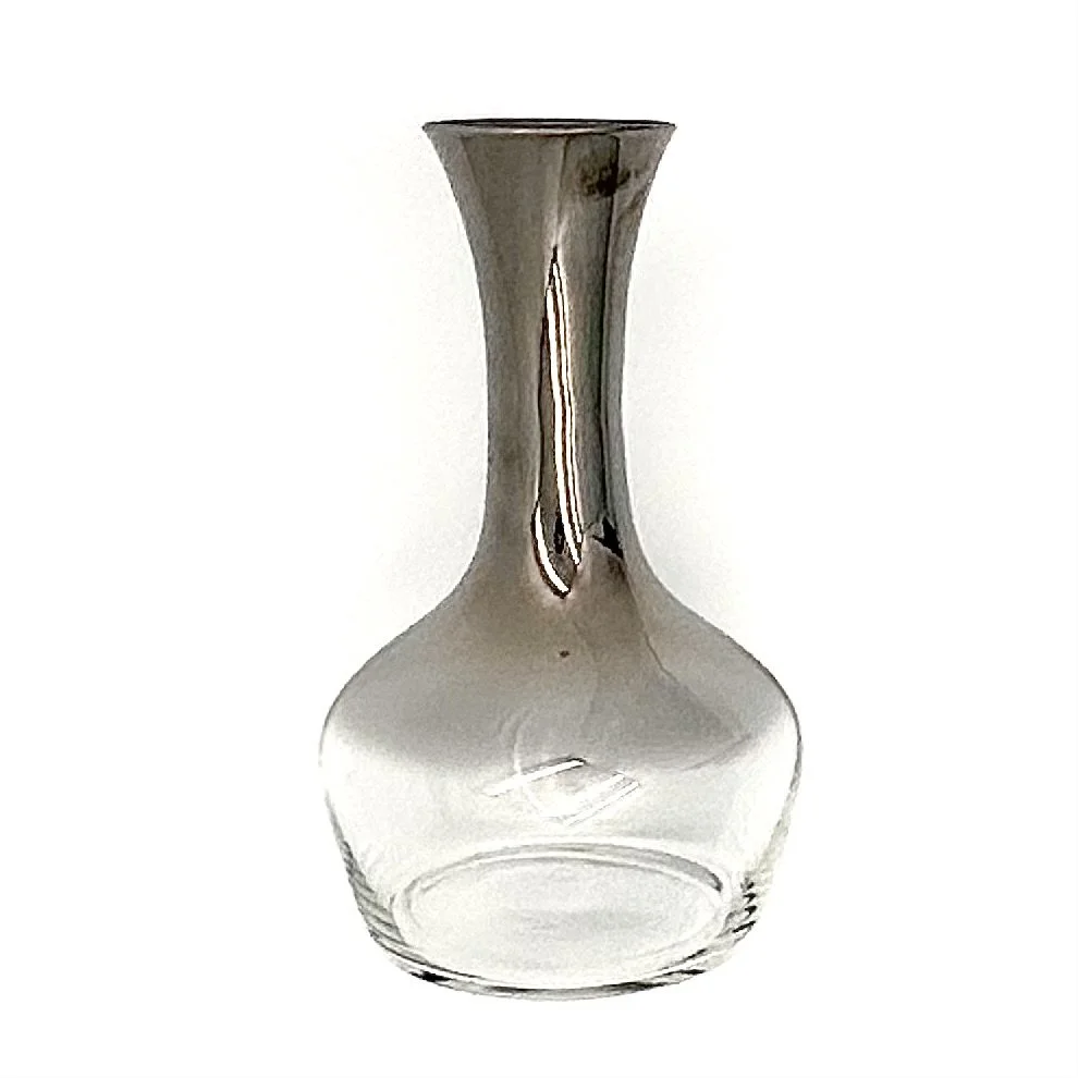 American Silvered Glass Decanter, Mid-Century Modernist Bulbous Form