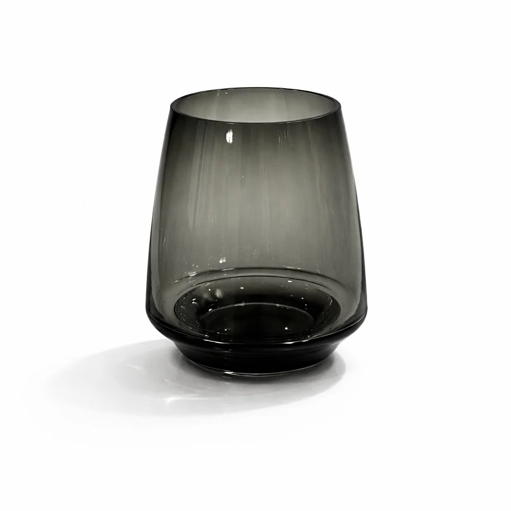 Scandinavian Smoked Gray Art Glass Vase, Tapered Sculptural Form