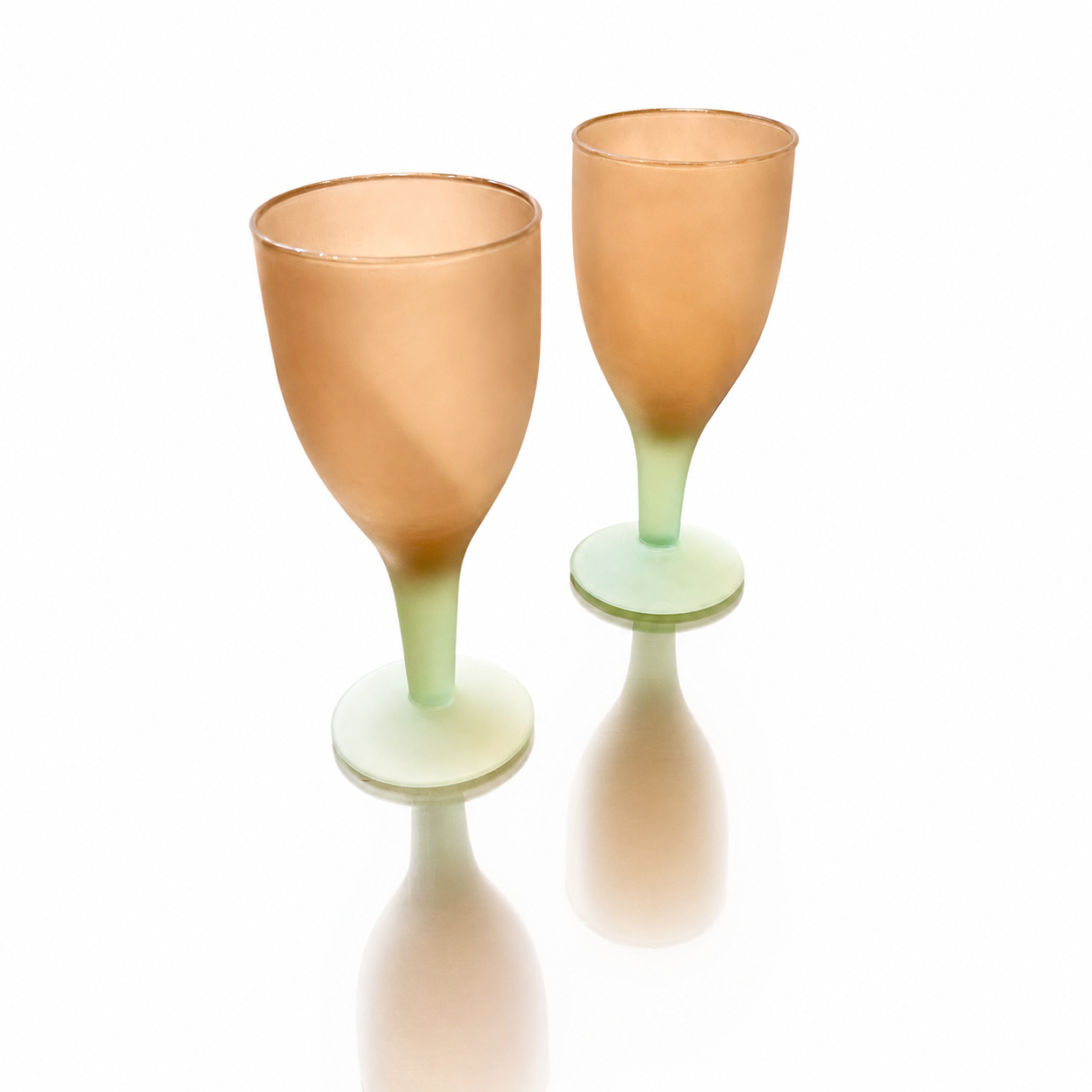 Italian Murano-Style Frosted Art Glass Tumblers, Minimalist Satin Column Form