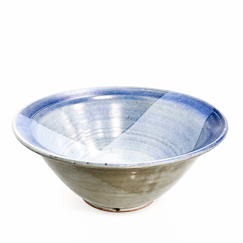 Studio Stoneware Bowl with Cobalt Gradient Glaze, Signed Base