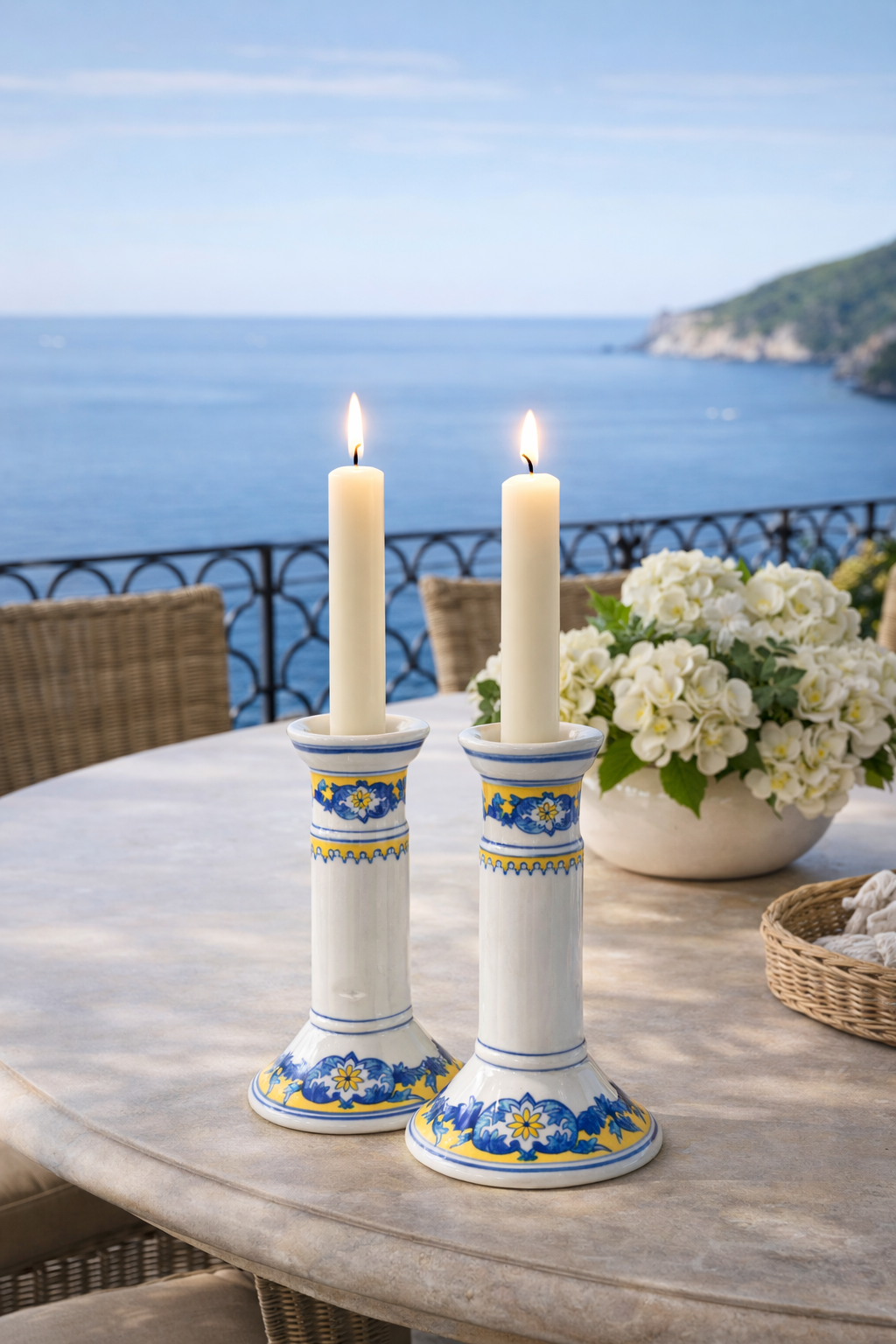 Choisyle Roi Faience Candlesticks