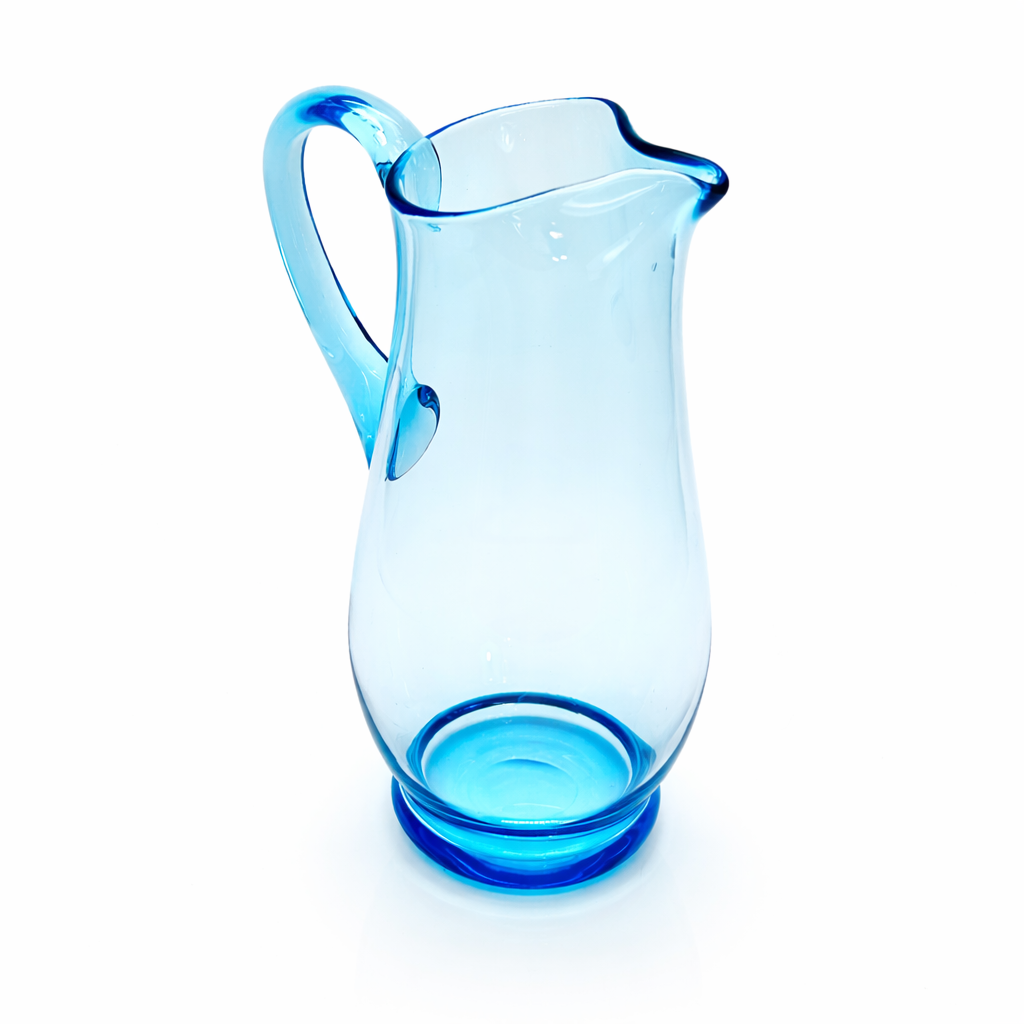 Aquamarine Opaline Glass Pitcher, Sculptural Applied Handle Form_a.png