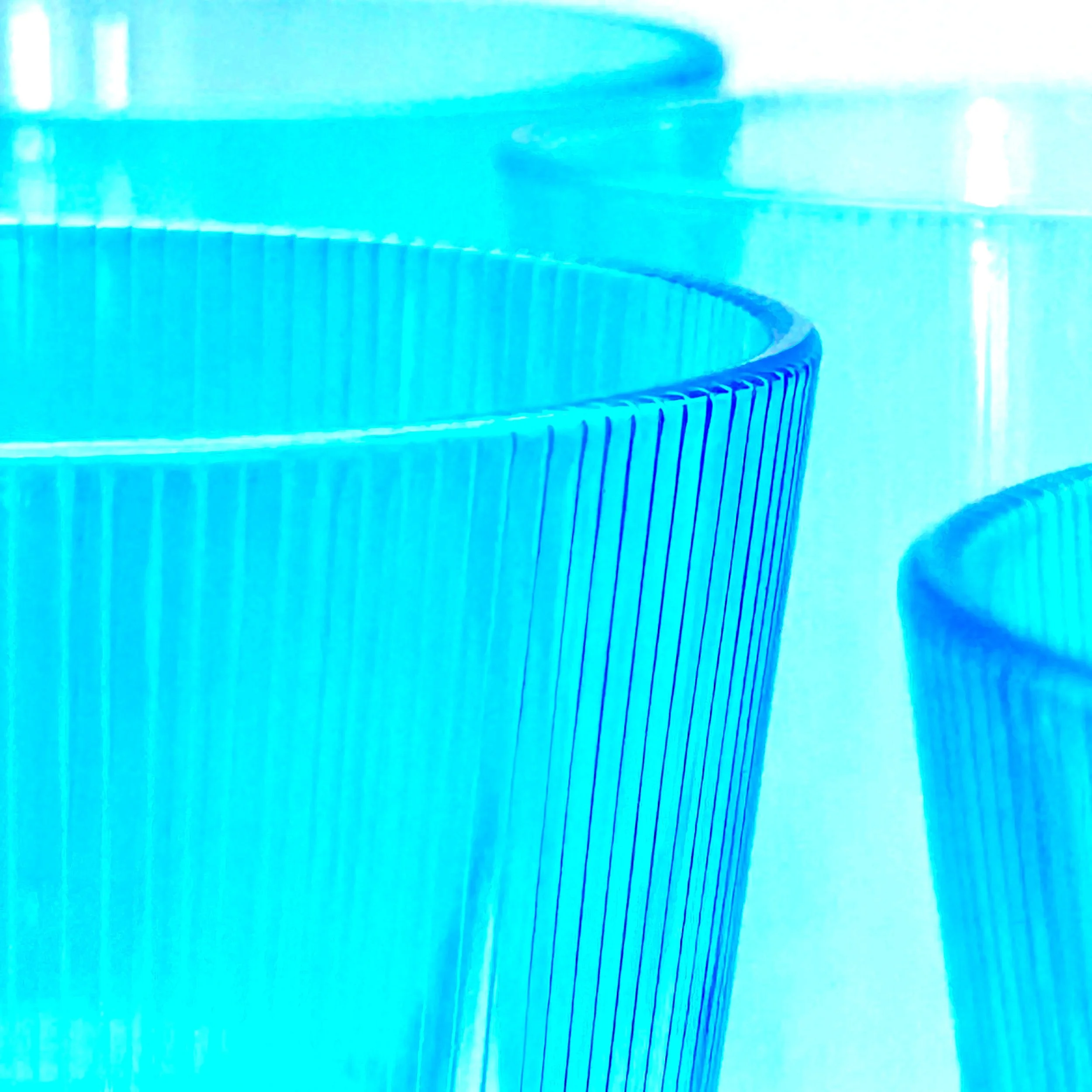 Aquamarine Glass Optic Ribbed Wine Glasses, Sculptural Stemware Set_E.jpg