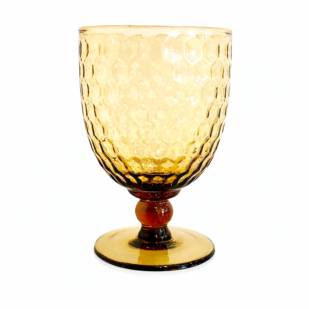 Amber Honeycomb Optic Goblet, c.1970s–1980s