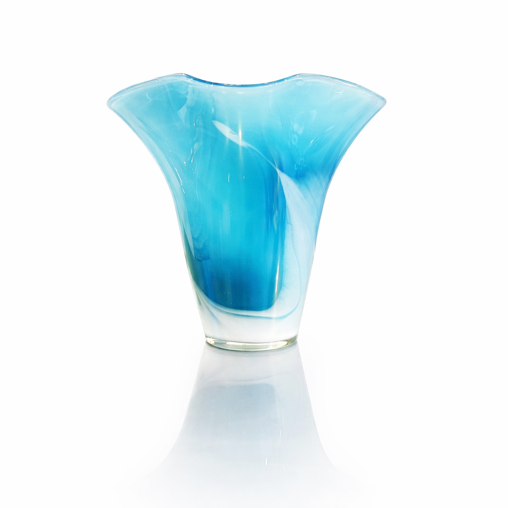 Italian Blown Glass Baluster Vase, Cerulean Ombré Form