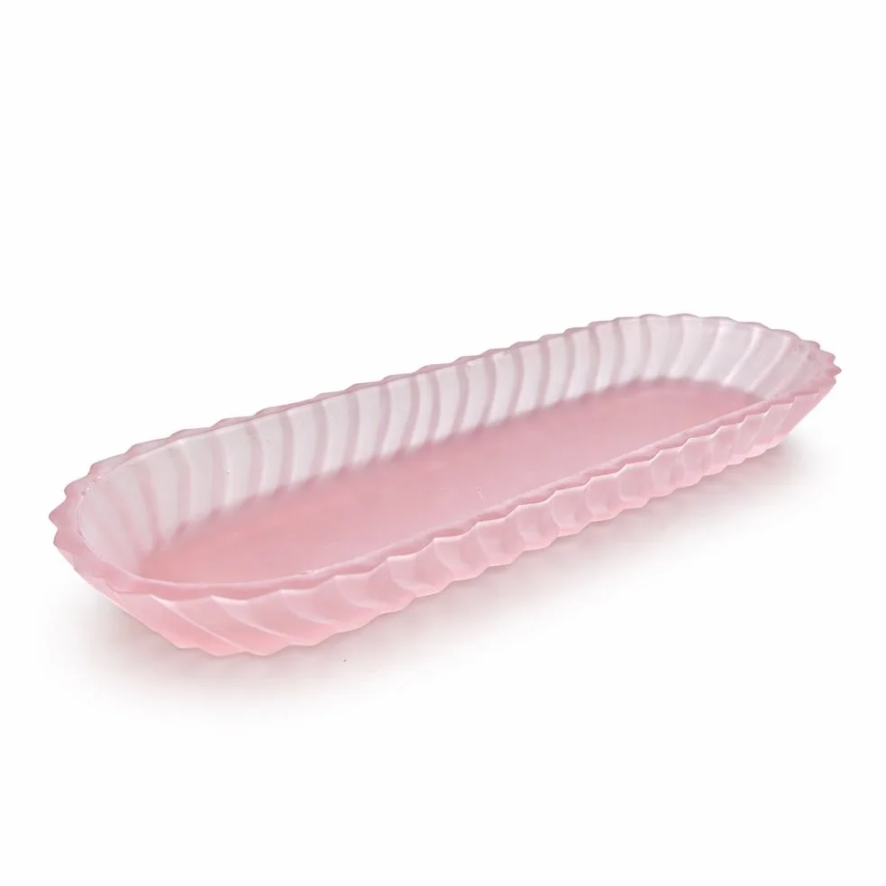 Art Deco Satin Pink Opalescent Glass Tray