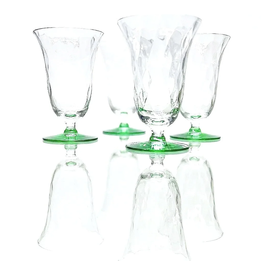 Tiffin-Franciscan Optic Glass Champagne Coupes, Stem 15012, Service for 4