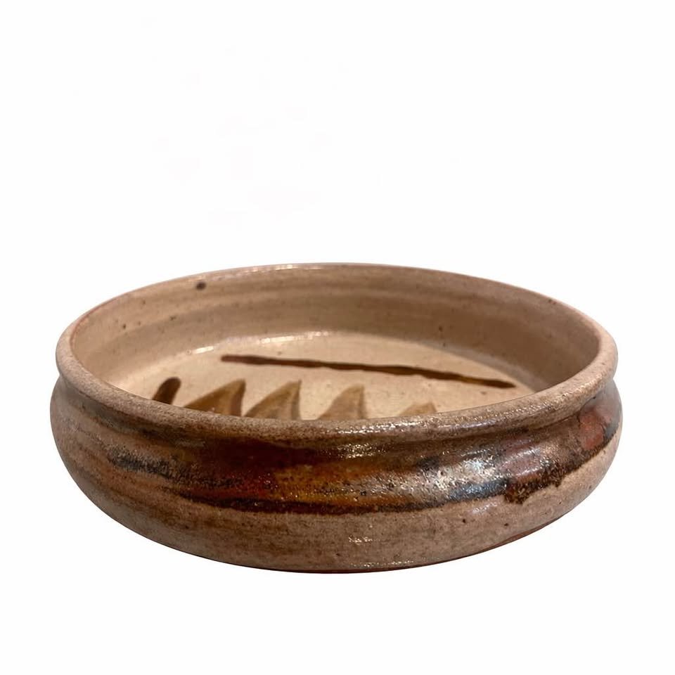 Signed Canadian Studio Pottery Bowl, Diamond A Mark, 8.75
