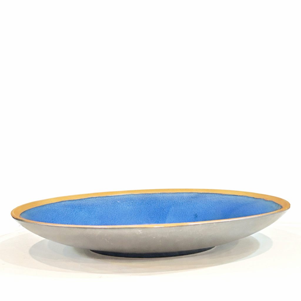 Mid-Century Modern Studio Pottery Bowl, Blue Glaze
