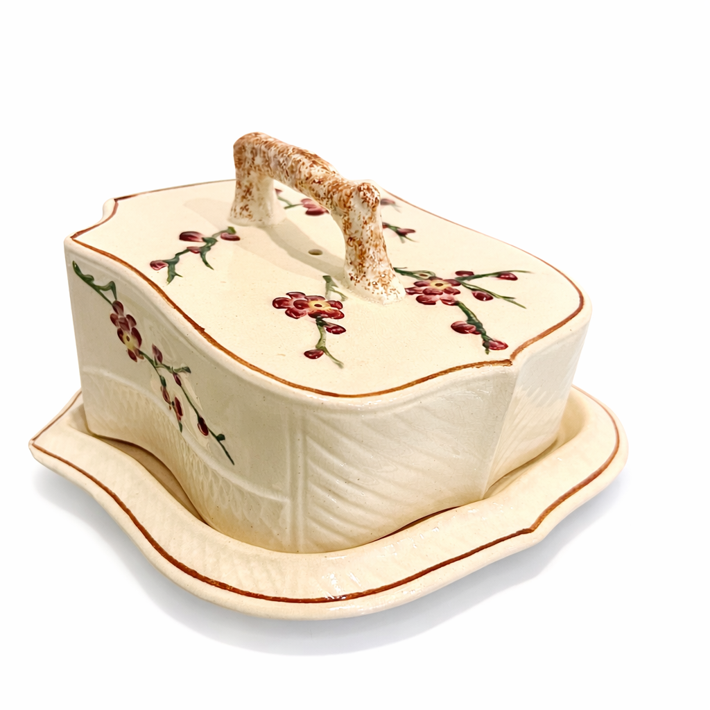 Antique European Ice Butter Dish w Tray, c.18801930 Unmarked
