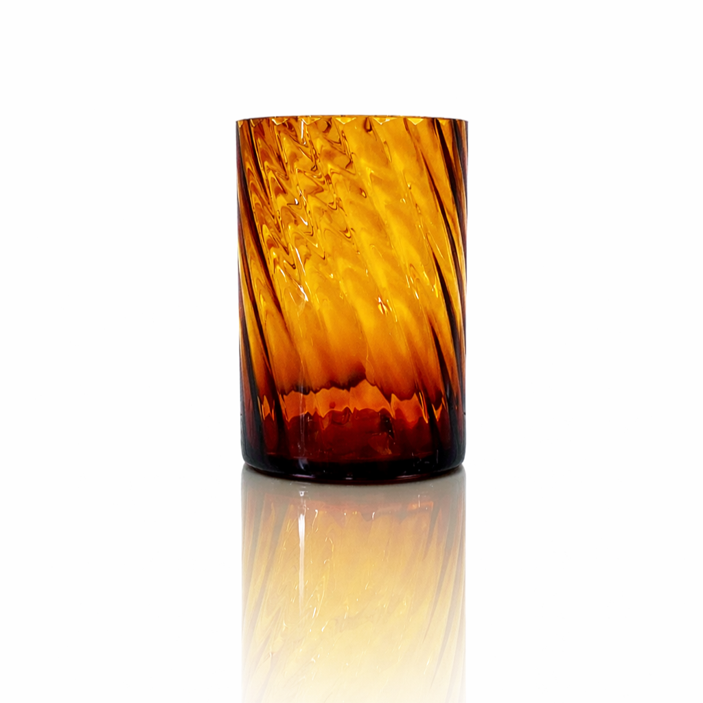 Mid-Century Honey-Amber Optic Swirl Art Glass Vase, c.1970