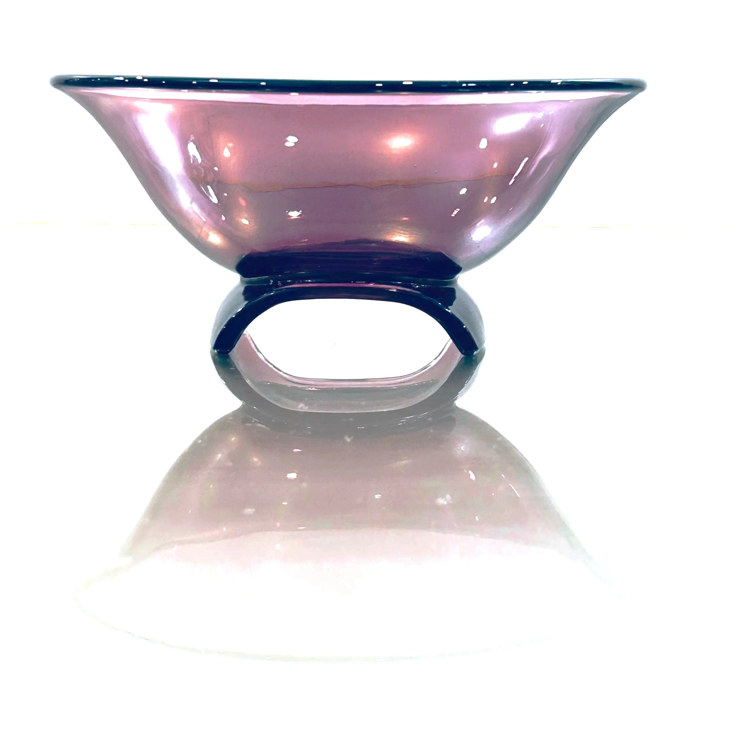 Italian Amethyst Art Glass Bowl, Sculptural Elevated Claw Base Form