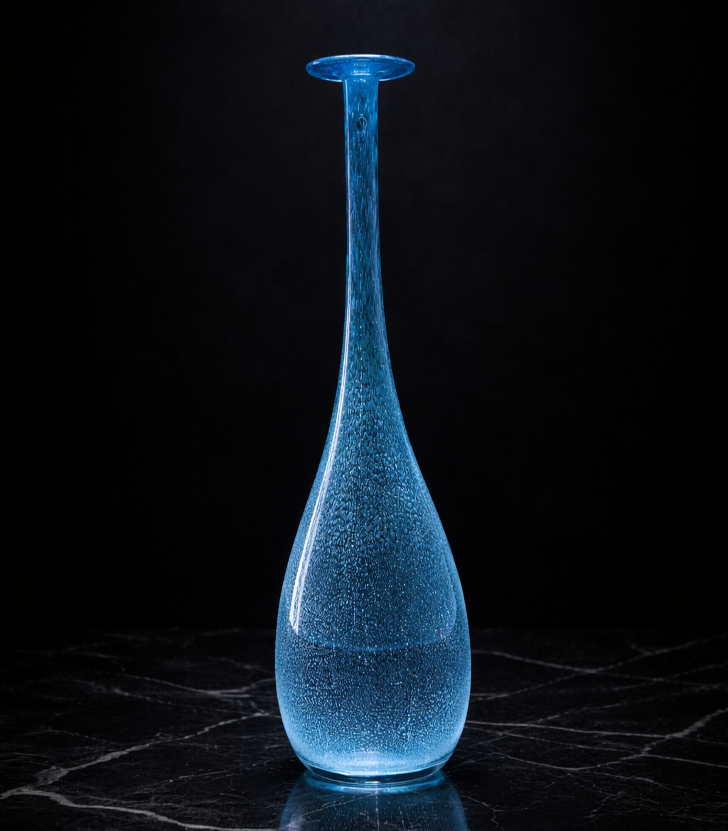 Italian Murano Art Glass Vase, Amethyst Bullicante Sculptural Form